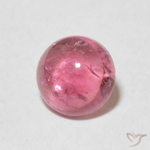 Turmalina Rosado medio natural de 1.26 ct, Redondo, Transparente
