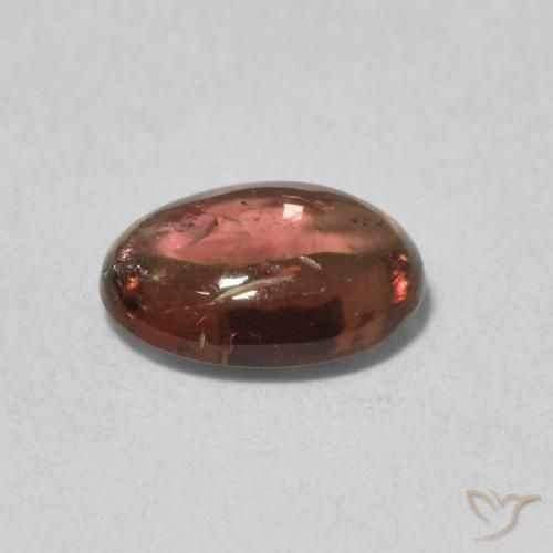 Turmalina Roja Anaranjada natural de 1.27 ct, Ovalada, Transparente