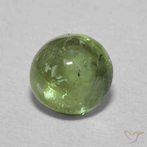 Turmalina Verde terroso pálido natural de 0.85 ct, Redondo, Transparente