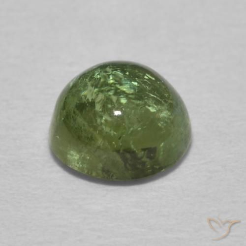 Turmalina Verde terroso pálido natural de 0.85 ct, Redondo, Transparente