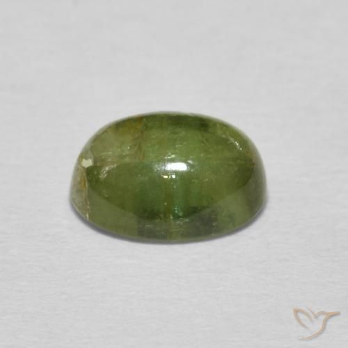 Turmalina Verde terroso natural de 1.24 ct, Ovalada, Transparente