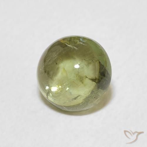 Turmalina Verde amarillento natural de 0.89 ct, Redondo, Transparente