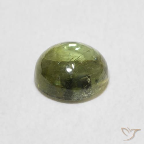 Turmalina Verde amarillento natural de 0.89 ct, Redondo, Transparente