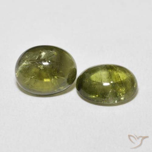 Gemas de Turmalina Verde medio natural de 6.25 ct, Ovalada, Transparente