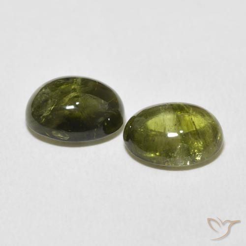 Gemas de Turmalina Verde medio natural de 6.25 ct, Ovalada, Transparente