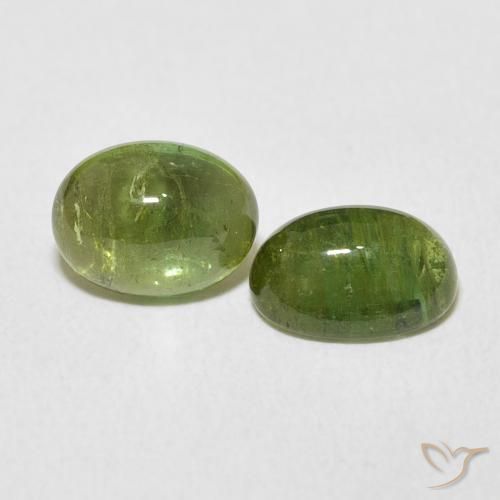 Gemas de Turmalina Verde terroso natural de 3.04 ct, Ovalada, Transparente