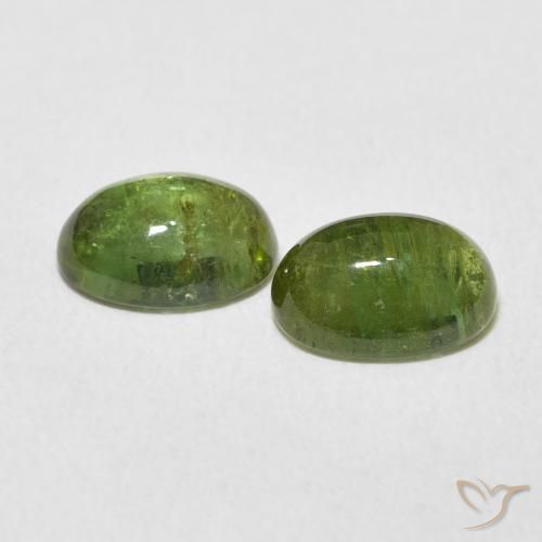 Gemas de Turmalina Verde terroso natural de 3.04 ct, Ovalada, Transparente