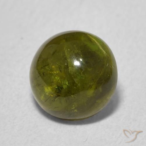 Turmalina Verde amarillento natural de 1.54 ct, Redondo, Transparente