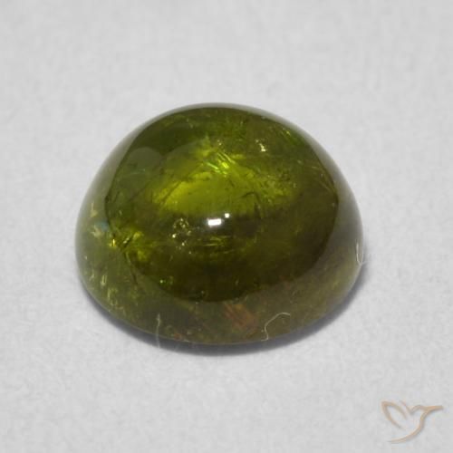 Turmalina Verde amarillento natural de 1.54 ct, Redondo, Transparente