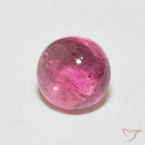 Turmalina Rosado intenso natural de 1.38 ct, Redondo, Transparente