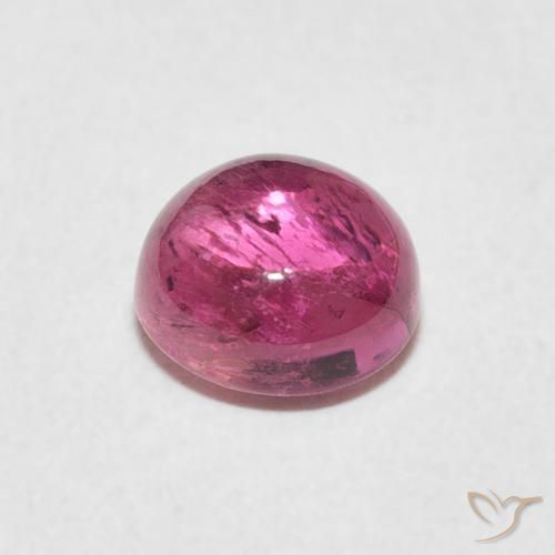 Turmalina Rosado intenso natural de 1.38 ct, Redondo, Transparente