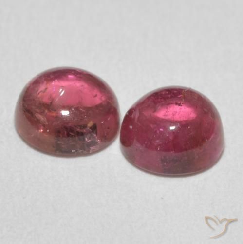 Gemas de Turmalina Rosado medio natural de 2.21 ct, Redondo, Transparente