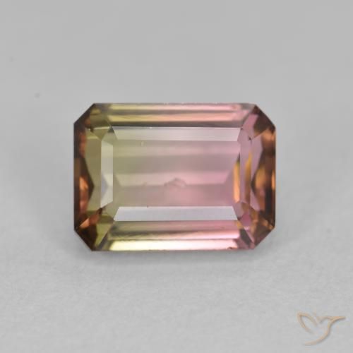 1.51ct Natural Bicolor turmalina, corte esmeralda, VS