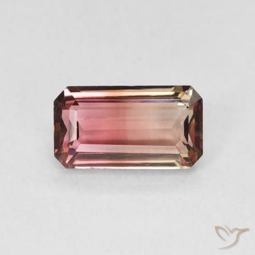 1.28ct Natural Bicolor turmalina, corte esmeralda, VVS