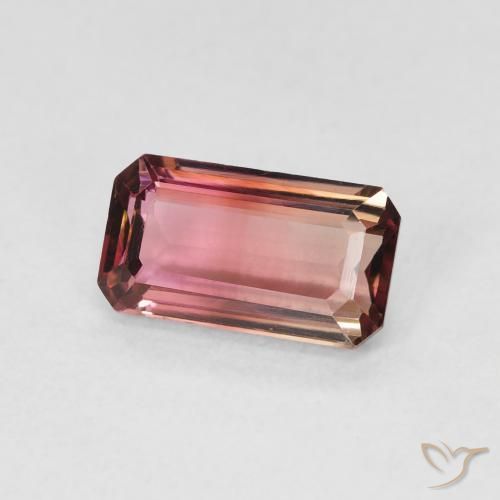 Turmalina Bicolor natural de 1.28 ct, Corte Octágono / Esmeralda, VVS
