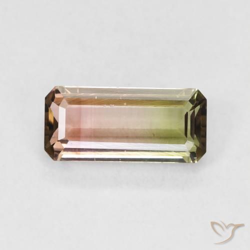 1.36ct Natural Bicolor turmalina, corte esmeralda, VVS-VS
