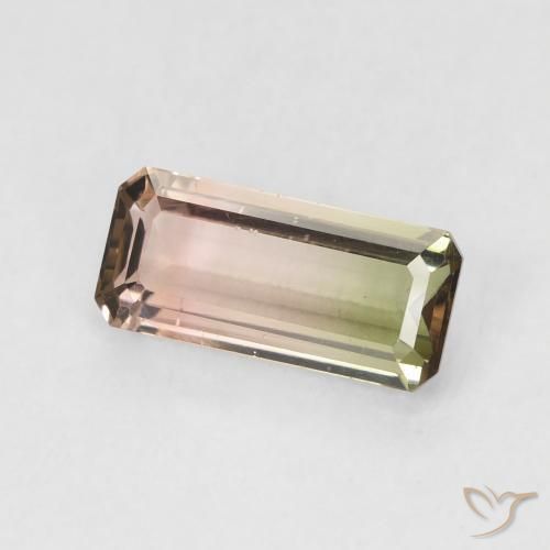 Turmalina Bicolor natural de 1.36 ct, Corte Octágono / Esmeralda, VVS-VS