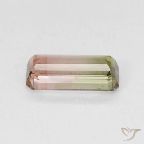 Turmalina Bicolor natural de 1.36 ct, Corte Octágono / Esmeralda, VVS-VS