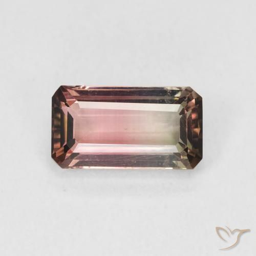 1.34ct Natural Bicolor turmalina, corte esmeralda, VVS