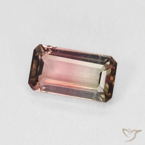 Turmalina Bicolor natural de 1.34 ct, Corte Octágono / Esmeralda, VVS