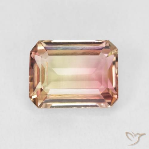 2.38ct Natural Bicolor turmalina, corte esmeralda, VVS