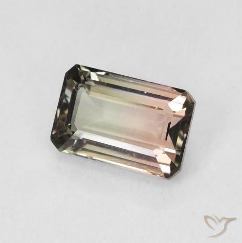 Turmalina Bicolor natural de 1.18 ct, Corte Octágono / Esmeralda, VVS-VS