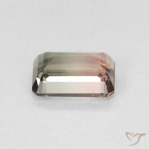 Turmalina Bicolor natural de 1.18 ct, Corte Octágono / Esmeralda, VVS-VS