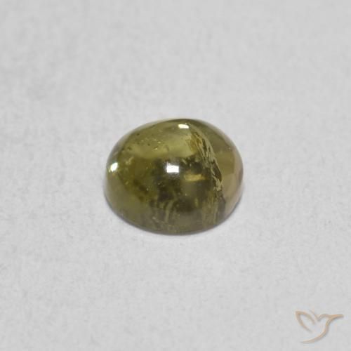Turmalina Verde terroso natural de 0.63 ct, Redondo, Transparente
