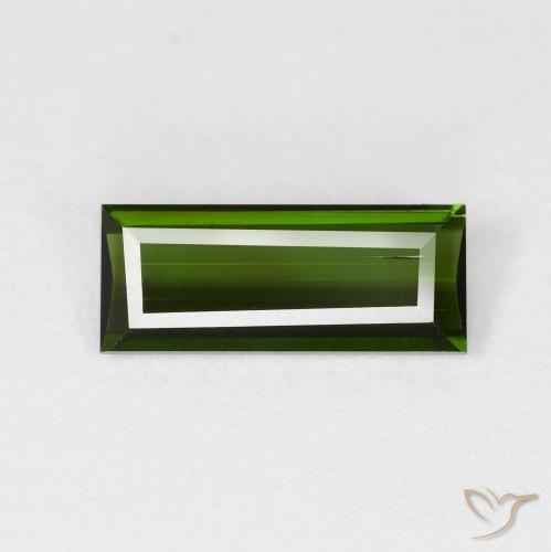 0.95ct Natural Verde terroso Turmalina, Corte Baguette, VS