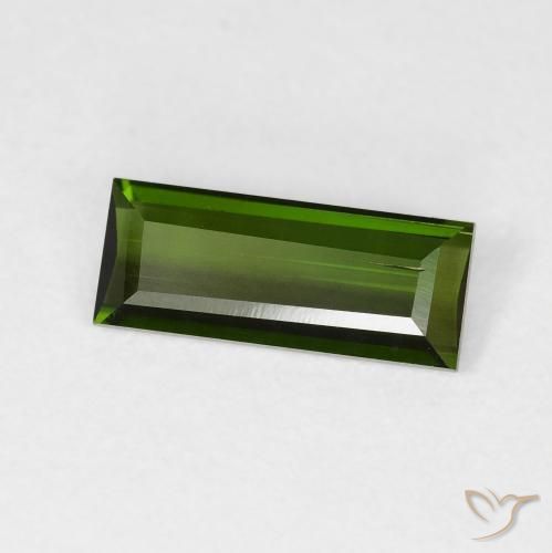 Turmalina Verde terroso natural de 0.95 ct, Corte Baguette, VS