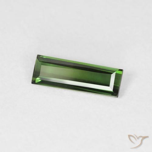 Turmalina Medium Dark-Green natural de 0.45 ct, Corte Baguette, VVS-VS