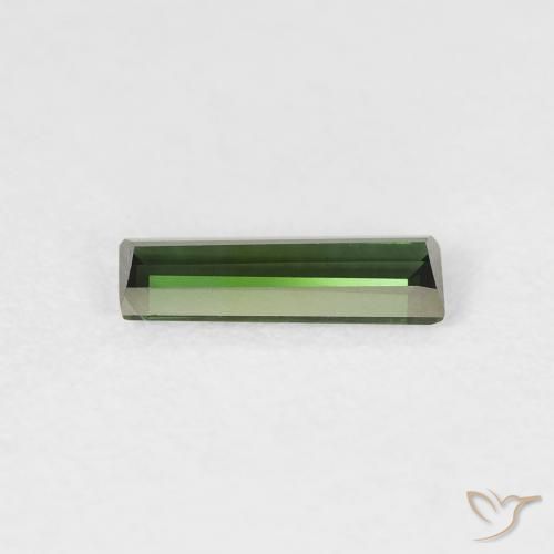 Turmalina Medium Dark-Green natural de 0.45 ct, Corte Baguette, VVS-VS