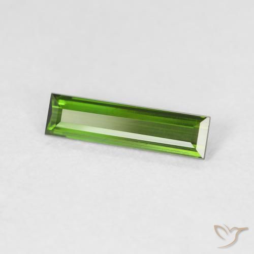 Turmalina Verde terroso natural de 0.71 ct, Corte Baguette, VVS-VS