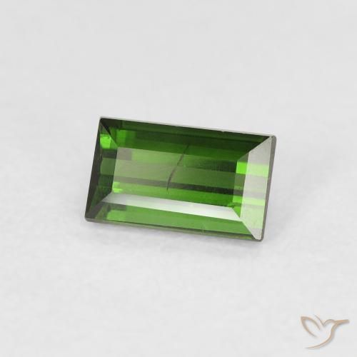 Turmalina Verde oscuro natural de 0.55 ct, Corte Baguette, VS