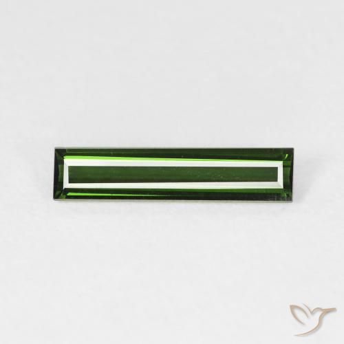 0.85ct Natural Verde bosque Turmalina, Corte Baguette, VVS-VS