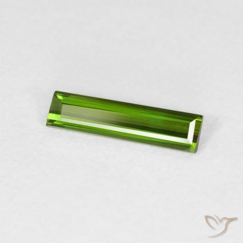 Turmalina Verde oscuro natural de 0.57 ct, Corte Baguette, VVS