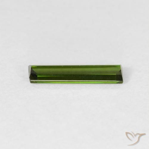 Turmalina Verde oscuro natural de 0.57 ct, Corte Baguette, VVS