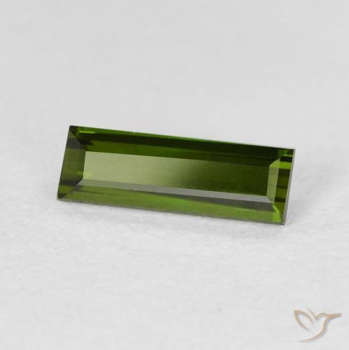 Turmalina Verde oscuro natural de 0.96 ct, Corte Baguette, VVS-VS