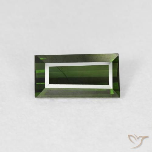 0.90ct Natural Verde oscuro Turmalina, Corte Baguette, VVS-VS