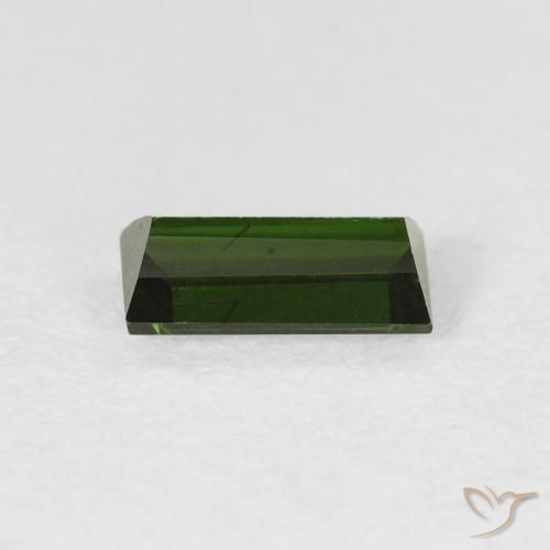 Turmalina Verde oscuro natural de 0.90 ct, Corte Baguette, VVS-VS