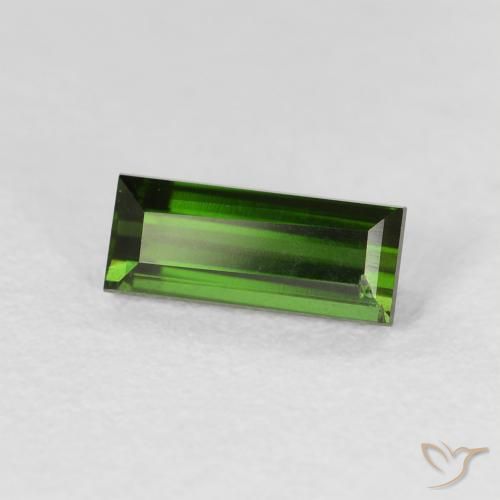 Turmalina Verde terroso natural de 0.77 ct, Corte Baguette, VS