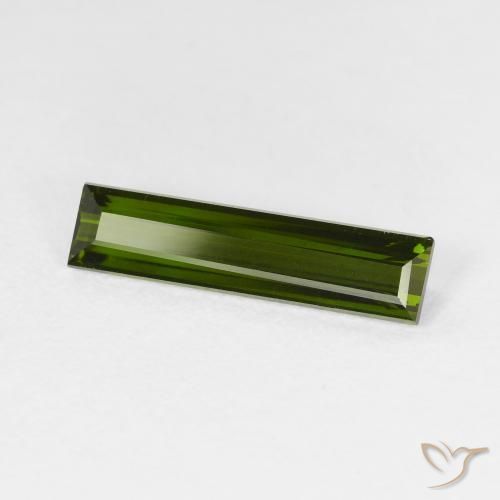 Turmalina Verde terroso natural de 1.63 ct, Corte Baguette, VS