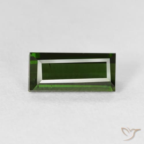 1.71ct Natural Verde oscuro Turmalina, Corte Baguette, VS