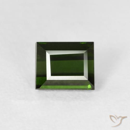 0.98ct Natural Verde bosque Turmalina, Corte Baguette, VVS-VS