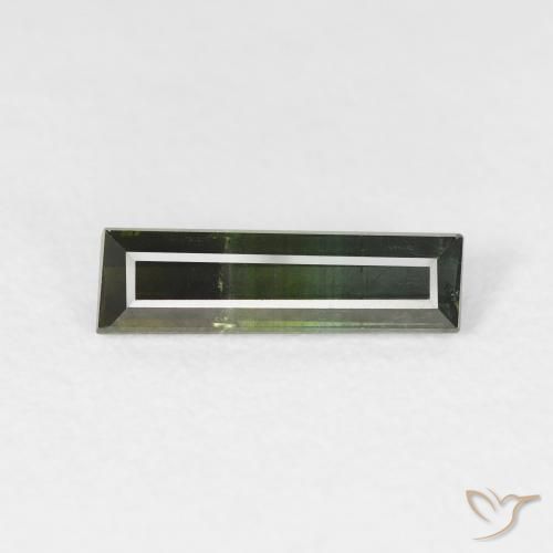0.88ct Natural Verde oscuro Turmalina, Corte Baguette, VS