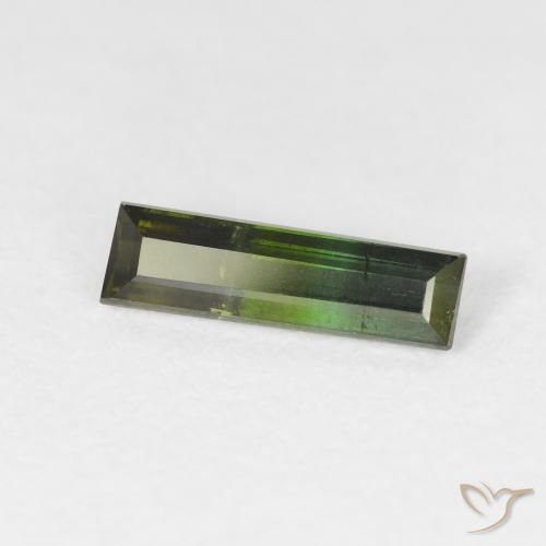 Turmalina Verde oscuro natural de 0.88 ct, Corte Baguette, VS