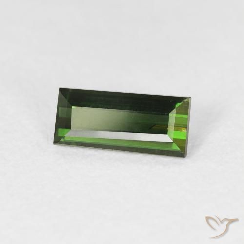 Turmalina Verde terroso natural de 0.79 ct, Corte Baguette, VS