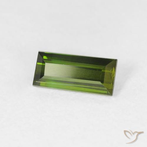 Turmalina Verde bosque natural de 0.88 ct, Corte Baguette, VS