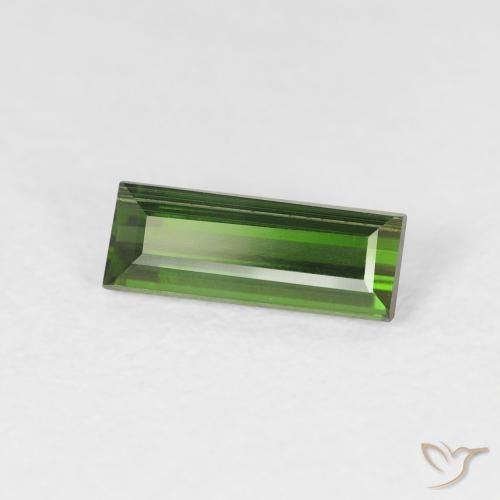 Turmalina Verde terroso natural de 0.86 ct, Corte Baguette, VS