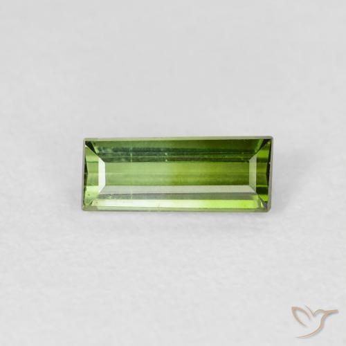 0.65ct Natural Verde cálido Turmalina, Corte Baguette, VVS-VS